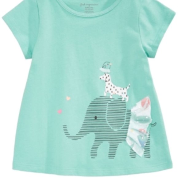 3/$25 First Impressions Crew Neck T-Shirt. Green with Elephant graphic - Picture 1 of 3